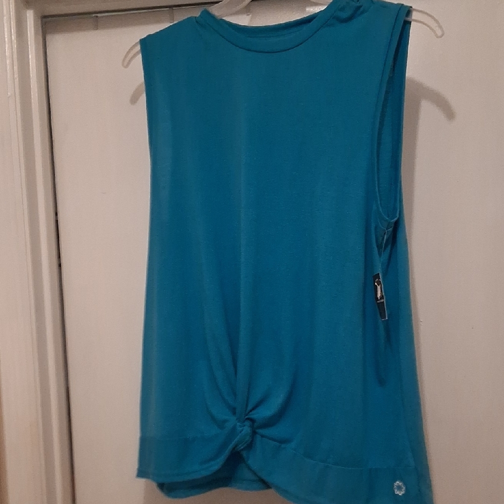 Pro Player Teal Sleeveless Knot Front Top
